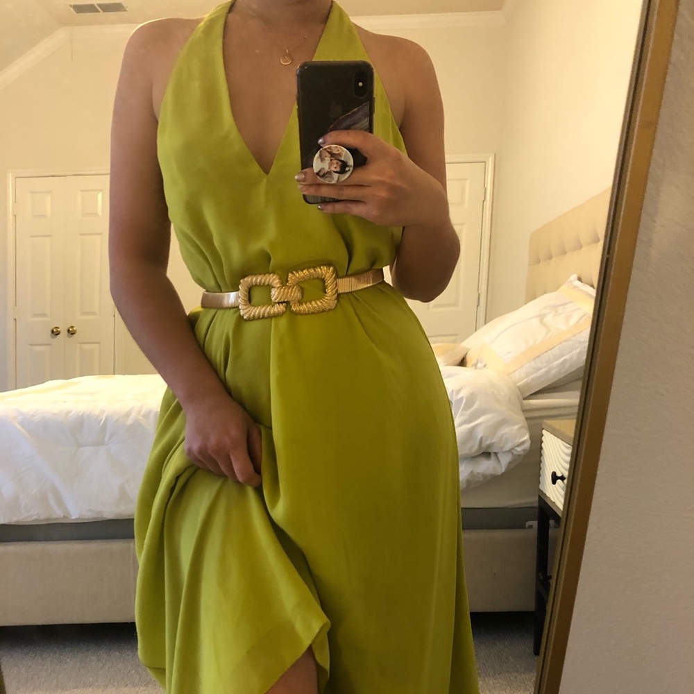 Green high low dress
